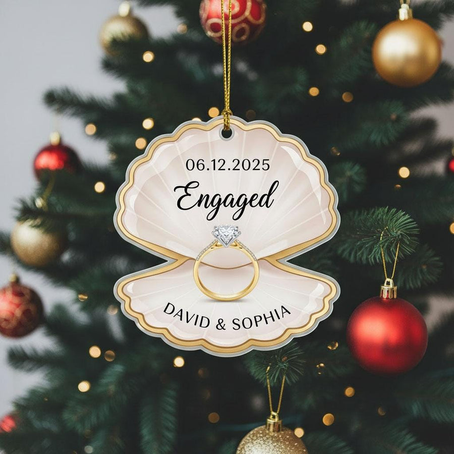 2D Engagement Christmas Ornament Personalized, Custom Acrylic Engaged Ornament 2025, Couple Names & Date Gift, Engagement Keepsake Decor