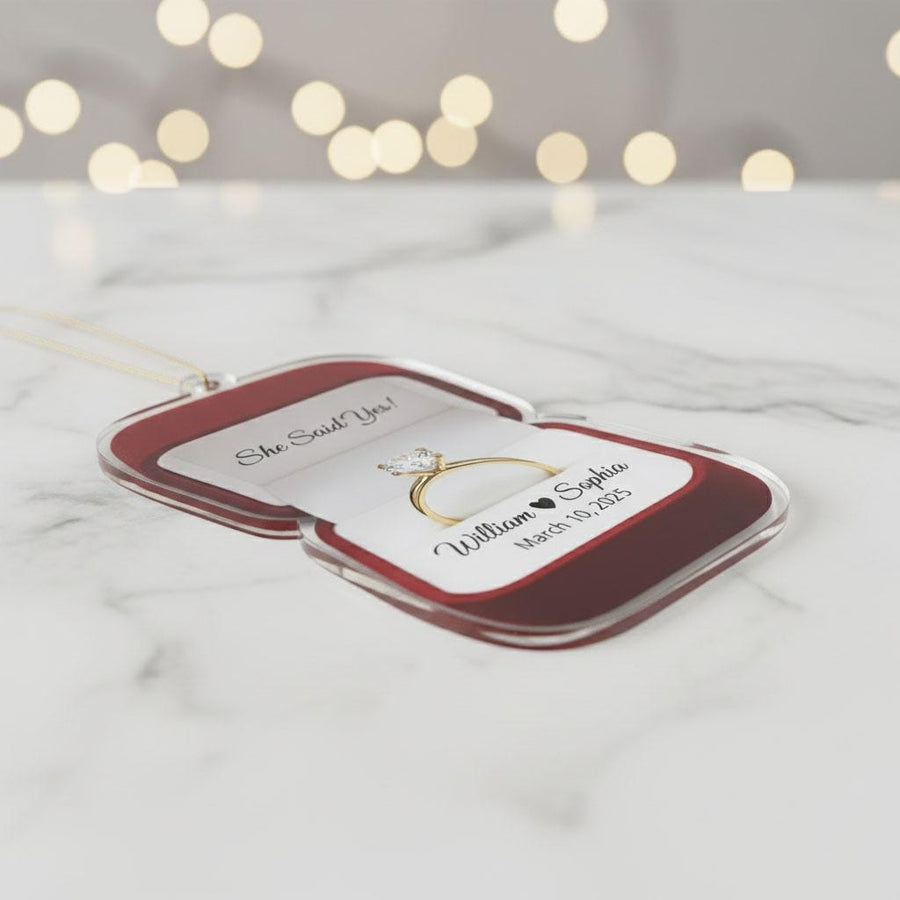 Engagement Proposal Ornament, Custom Names & Date Acrylic Keepsake, She Said Yes Christmas Gift, Personalized Couple Engagement Decor 2025