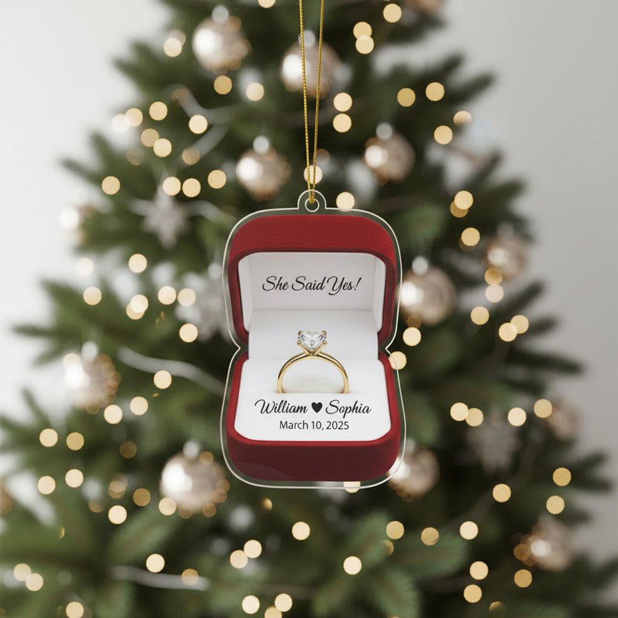 Engagement Proposal Ornament, Custom Names & Date Acrylic Keepsake, She Said Yes Christmas Gift, Personalized Couple Engagement Decor 2025
