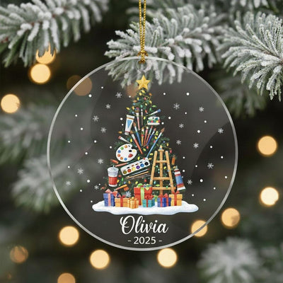 Custom Art Christmas Ornament, Personalized Artist Gift with Name and Year, Acrylic Painter Tree Decoration, Art Lover Holiday Keepsake 2025