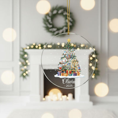 Custom Art Christmas Ornament, Personalized Artist Gift with Name and Year, Acrylic Painter Tree Decoration, Art Lover Holiday Keepsake 2025