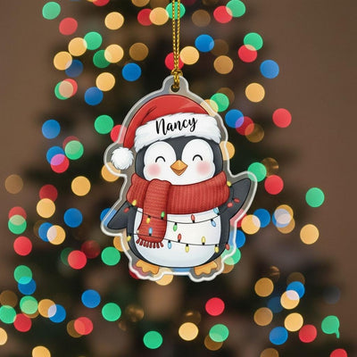 Personalized Penguin Christmas Ornament for Kids, Custom Name Acrylic Holiday Decoration, Cute Winter Tree Ornament, Christmas Gift 2025