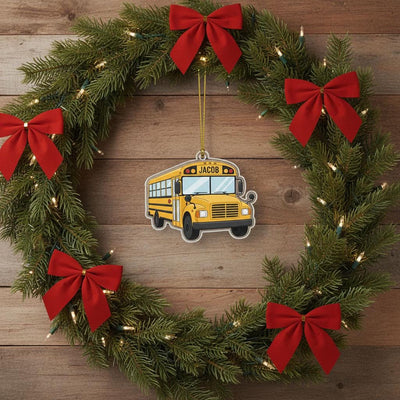 Personalized School Bus Christmas Ornament, Custom Name Acrylic Ornament, School Bus Driver Gift, Teacher Gift, Student Keepsake 2025 Decor