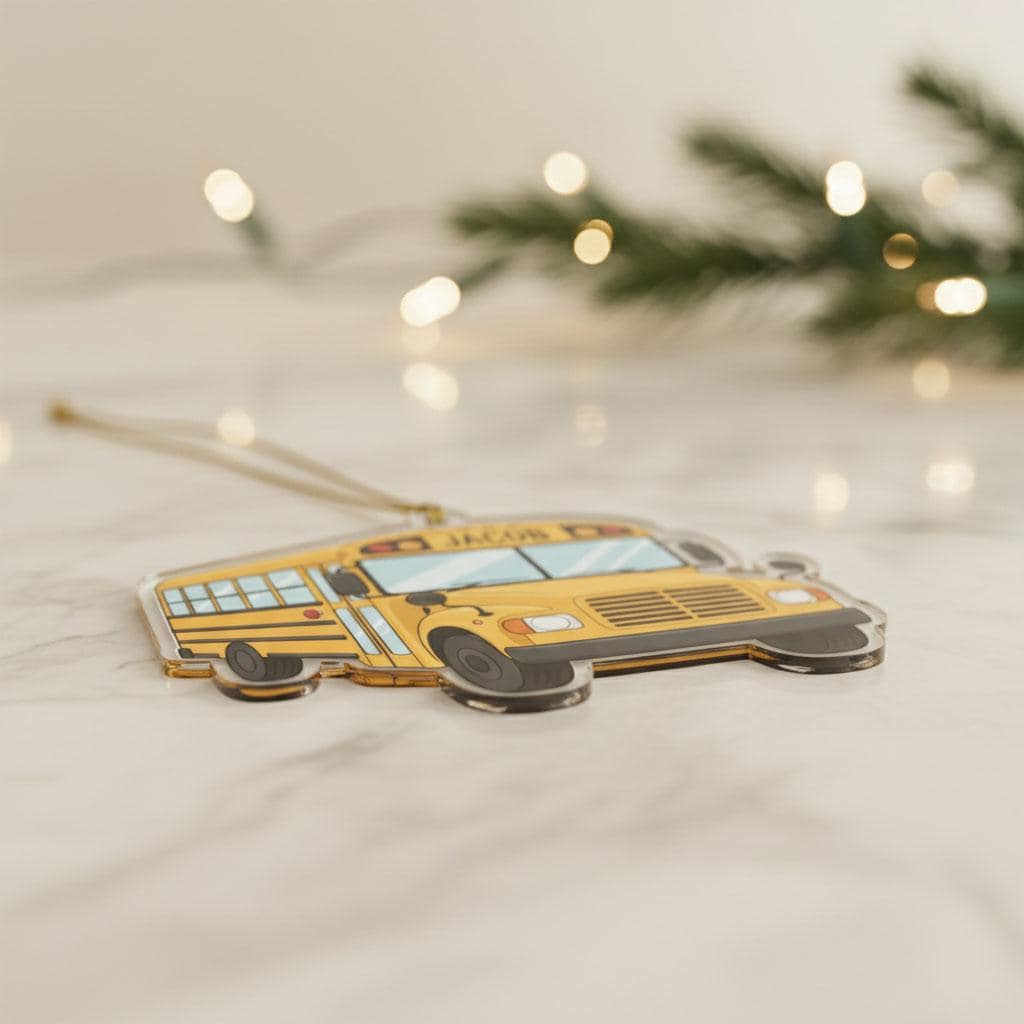 Personalized School Bus Christmas Ornament, Custom Name Acrylic Ornament, School Bus Driver Gift, Teacher Gift, Student Keepsake 2025 Decor