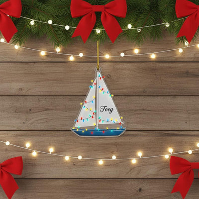 Personalized Sailboat Christmas Ornament, Custom Boat Ornament with Name, Nautical Holiday Decor for Sailors,Acrylic Sailing Tree Decoration